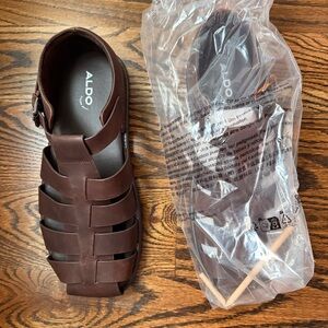 Aldo Brown Leather Strap Casual Sandals